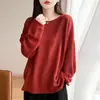 Suéter de Tricô Feminino com Borda Enrolada e Ombro a Ombro, Novo Estilo de Primavera, Suéter Oversized Soltinho, Pulôver de Cor Sólida com Design Vazado