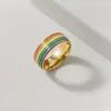 Los Anillos de Acero de Titanio Son Artículos de Venta Caliente Transfronterizos, los Anillos de Pareja Arcoíris Son Populares Anillos Coloridos Personalizados de Acero Inoxidable, Joyería Unisex