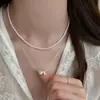 Elegante Collar Redondo de Perlas con Cuentas Luminosas Estilo Minimalista Moderno Cadena para Clavícula Joyería de Lujo Ligero Gama Alta Venta al por Mayor