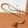 Collar con Cuerda de Algodón Frotada a Mano Tibetana, Cuerda para Lanyard, Amuleto de Ámbar Wenwan, Cuerda para Thangka, Tejido a Mano con Lanyard, Estilo Étnico