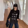 Camiseta de mujer de manga larga, algodón puro negro, capa base, cuello redondo, corte holgado, oculta imperfecciones corporales, estilo coreano, casual, hombro normal, top para principios de otoño