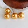 Aretes de Perla Dorada para Mujer, Perfectamente Redondos, Versátiles, de Alta Gama, Aretes de Plata Esterlina para Otoño e Invierno, Aretes sin Perforación, Pinzas para Orejas Tipo Mosquitero