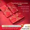 Envelopes Vermelhos Personalizados com Logo para Casamentos, Ano Novo e Dinheiro da Sorte; Sacos de Envelope Vermelho com Cartão de Convite em Folha de Ouro