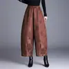 Calça Capri Jacquard Floral Xiangyun de Seda de Amora Feminina 2025 Novo Estilo Chinês Estilo Nacional Calça de Pernas Largas para Outono