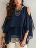 Chal de Blusa de Chifón Delgado de Longitud Media con Cuello Redondo Estilo Europeo y Americano para Mujer, Color Sólido Transpirable Primavera y Verano, Capa Pequeña Transfronteriza