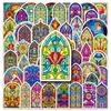 50 Vasos de Vidrio de Iglesia Coloridos Personalidad Transfronterizo Retro Barroco Decorativos Pegatina para Equipaje