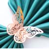 Servilletero decorativo de mariposa hueca láser transfronterizo, imitación metal, láser plateado, color mágico, hebilla para toalla de boda en stock