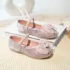 Zapatos de Princesa de Dibujos Animados de Nuevo Estilo para Niñas Verano 2025, Zapatos de Cuero con Suela Suave, Zapatos de Lentejuelas y Cristal para Actuaciones de Niñas Pequeñas