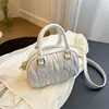 Nova Coleção de Outono 2026: Bolsa Boston Plissada para Bowling, Bolsa de Mão em PU, Bolsa Transversal, Design Único, Leve e Bolsa de Ombro Luxuosa