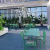 Mesas y Sillas Exteriores de Patio Casuales, Mesas y Taburetes para Cafetería de Tienda de Té de Leche, Juego de Mesa y Sillas Exteriores de Balcón Coloridas de Hierro
