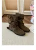 Botines de otoño estilo francés 2026 con tacón grueso para mujer, combinados con botas, botines individuales, botines negros adelgazantes estilo Martin, botines para faldas, marrones
