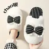 Pantuflas de Algodón con Pelo y Lazo para Mujer 2026 Nuevas Otoño Invierno Cálidas Antideslizantes Zapatos Postparto Hogar Interior Invierno