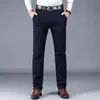 Pantalones Casuales Gruesos de Algodón Puro Talla Grande para Hombre Otoño e Invierno Negocios Sueltos Rectos Elásticos Pantalones de Hombre Cintura Alta Negros Largos