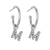 Pendientes de 26 letras inglesas europeos y americanos para mujer Cen fan accesorios de moda diamante personalizado aguja de plata 925 joyería para orejas