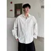 Camisa larga de manga larga a rayas de bloques de color simples estilo americano para hombre y mujer, chaqueta camisa versátil de corte holgado de alta gama, Primavera/Otoño 2026