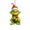 Adornos Navideños del Grinch Decoraciones Navideñas Decoraciones para Ventanas Montaje de Escena Adornos Montados en Coche de Cabello Verde