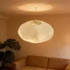 Lámpara Colgante Redonda Plana Estilo Wabi-Sabi Japonés Noguchi Isamu 26A para Restaurante Dormitorio Estudio Papel Lámpara Colgante de Cable Enredado para Uso en Casa de Huéspedes