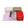 Latas em estoque, latas quadradas série cor dopamina com fechos, latas quadradas com fechos para doces de casamento e bolos de abacaxi