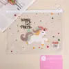 Bolsa de Papelaria Estampa de Desenho Animado Unicórnio Letras em Inglês Período de Provas do Aluno Bolsa de Armazenamento de Papelaria Estojo de Caneta para Estudante