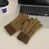 Luvas quentes de tricô com tela sensível ao toque, estilo coreano de inverno, fofas, com forro de lã e fleece, espessadas, para ciclismo, cores doces combinando, para estudantes masculinos e femininos