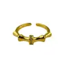 Anillo Abierto de Lujo Ligero para Mujer, Estilo Étnico Retro de Moda, Cobre Chapado en Oro, Anillo Ajustable Personalizado Joyería al por Mayor