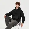 Sudadera con capucha de color liso y escote abotonado, hecha de felpa para bebé, amigable con la piel, con hombros caídos, corte holgado y un estilo casual y relajado