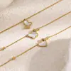 Moda Europea y Americana Dulce y Única Joyería de Nicho Acero Inoxidable Chapado en Oro de 18K Collar de Mariposa Diagonal en Forma de Corazón para Mujeres con Sentido del Diseño
