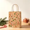 Sacolas de Presente de Natal Transfronteiriças, Sacolas de Papel Kraft Amarelo, Cartões de Boas Festas de Ano Novo, Sacolas de Embalagem para Lembranças de Véspera de Natal e Festival da Primavera, Vários Estilos