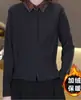 Camisa Base de Polar de Doble Cara con Cuello de Solapa a Cuadros, Tendencia y Moda, Nueva para Otoño e Invierno 2025, para Reducir la Edad