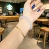Nuevo brazalete de ágata calcedonia blanca luna estilo chino de Zhao Lusi para mujeres jóvenes, brazalete de jade gelatina de lichi