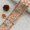 4,5CM Renda de Organza com Bordado Pesado e Pedraria para Roupas Estilo Étnico Artesanal DIY Hanfu Acessórios de Decoração para Trajes Formais