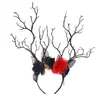 Diadema de Rama Oscura Mariposa Negra de Halloween Diadema de Fiesta Tocado de Flor de Navidad Accesorios para Fotos de Niña