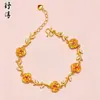 Pulsera de Mariposa Dorada Perla Hielo Triturado, Pulsera de Calabaza Corazón Perla de la Suerte, Trébol de Cuatro Hojas Oro Arena, Venta Directa del Fabricante