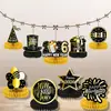 Decoraciones de Mesa para Fiesta de Año Nuevo 2026 Panal Negro Dorado Accesorios Año Nuevo Decoración de Nochevieja