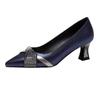 Zapatos de Tacón Alto de Moda para Mujer 2026 Nuevos de Primavera y Otoño con Pedrería Punta Fina Versátiles de Moda Zapatos de Tacón Grueso Individuales para Mujer
