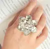 Nuevo Anillo Abierto Ajustable Estilo Chino de Moda y Elegante Flor de Loto Estilo Exagerado Personalidad Vintage Venta al por Mayor