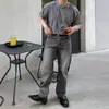 Jeans de verano 2026 para hombre, de venta caliente, estilo europeo y americano, con bloques de color, pantalones casuales rectos y elegantes en color gris, venta al por mayor de comercio exterior