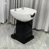 Cama de shampoo vertical bacia de shampoo para corte rápido tipo sentado pia de enxágue para salão de beleza pia de enxágue de shampoo para barbearia bacia de cerâmica