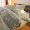 Conjunto de Cama de Lã Bolha para Casa de Quatro Peças Leite Lã Mais Veludo Gradiente Cor Sólida Inverno Espessado Quente Lã Roupa de Cama para Dormitório