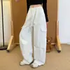 Pantalones de Trabajo Blancos para Mujer, Nuevo Estilo Primavera y Otoño 2026, de Cintura Alta, Adelgazantes, Multibolsillos, Pierna Ancha, Pantalones Casuales Sueltos, Pantalones Curvos