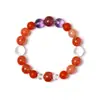 Pulsera de Cristal Natural Redondo de 10 mm, Círculo Único, Pulsera de Cinco Elementos con Cristal Rojo, Pulsera de Ojo de Tigre Dorado, Joyería, Tendencia Ins