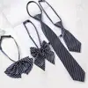 Corbata Azul Marino Rayada sin Nudos para Hombres y Mujeres Formal de Negocios Profesional Trabajo Cuello Flor