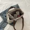 Bolsa de Ombro Único Estilo Coreano de Linho Color Block Moda 2026 Nova Tendência Bolsa de Mão Tote de Grande Capacidade