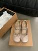 Sapatos Mary Jane Rosa com Plataforma Interna Sapatos de Fada Primavera e Outono Novo Francês Laço Primavera Sapatos de Noite