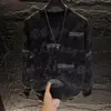 Sudadera de Estilo Coreano de Alta Gama con Estampado de Letras, Rasgada, Lentejuelas, Cuello Redondo, Popular para Otoño e Invierno, Camiseta de Manga Larga para Base, Ropa de Hombre de Moda