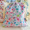 Bolsa de Tela de Algodón Estampada Estilo Fresco con Cordón para Viaje Perezoso, Almacenamiento de Cosméticos, Ropa Interior, Zapatos y Calcetines, Bolsa Portátil con Cordón