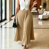 D650 Ropa europea y americana transfronteriza para mujer, falda larga plisada elástica de cintura alta con dobladillo amplio y caída elegante, falda africana de talla grande
