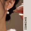 Pendientes de Plata S925 Ailuoqi Ailuoqi para Mujer con Cuentas de Concha Perla Sintética Forma de Abanico Geométrico Joyería para Orejas G9279