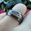 Anillo Popular Transfronterizo de Acero Inoxidable Personalizado de Moda Engranaje con Textura de Madera 10mm Color Acero Engranaje de Tres Ranuras con Textura de Madera