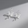 Pendientes de plata S999 con forma de mariposa hueca de doble capa, diseño de nicho con tornillo giratorio, estilo japonés y coreano, joyería para los oídos